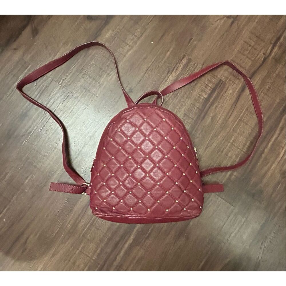 Vittoria Napoli Maroon Studded Backpack Bag